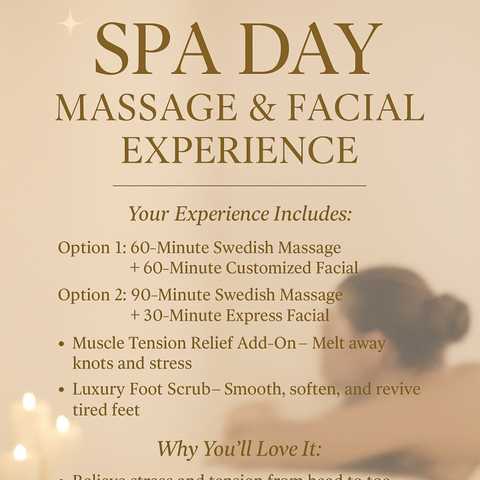 ✨ Spa Day Massage & Facial Experience ✨