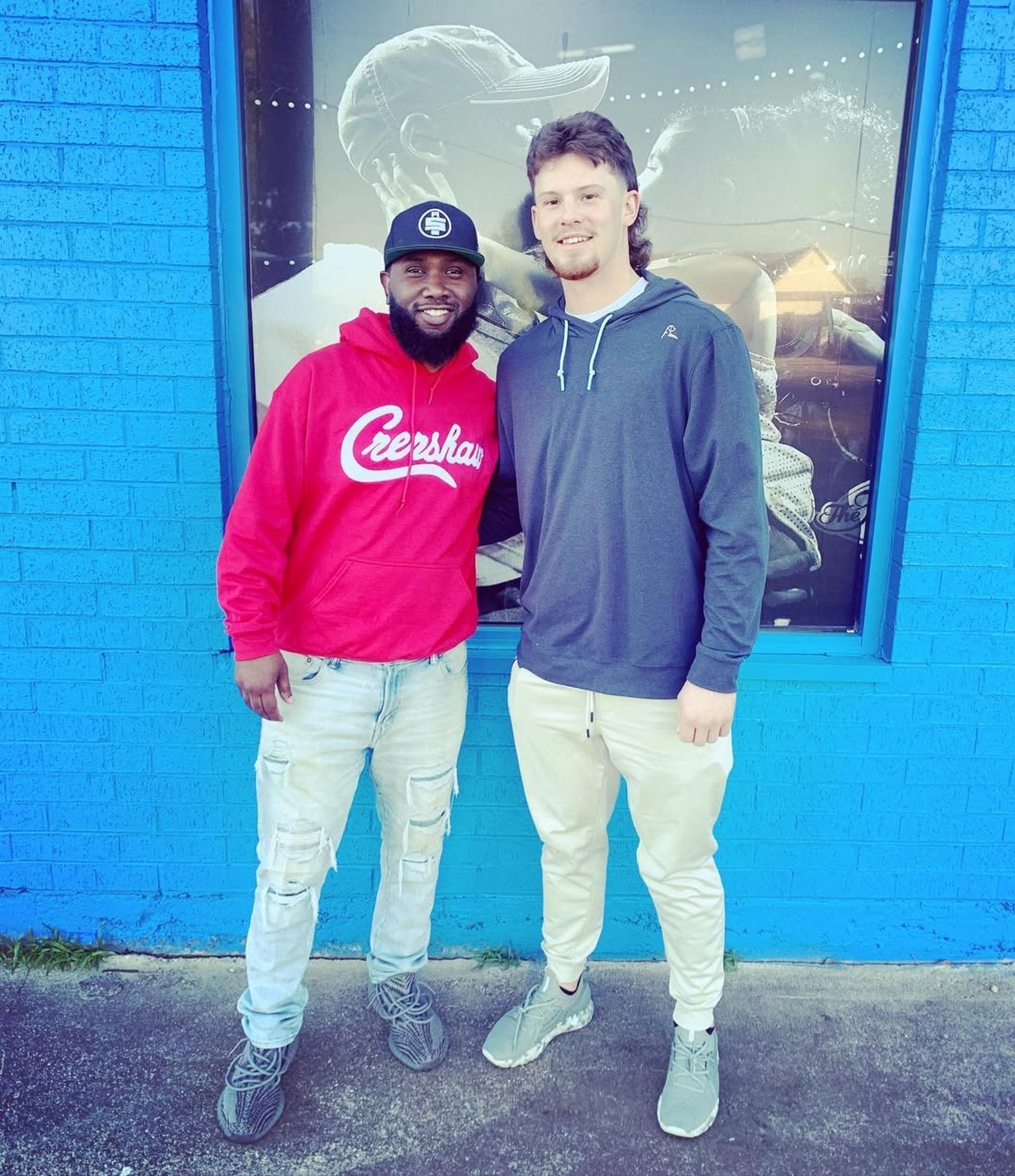 outdoor,casual,blue wall,team