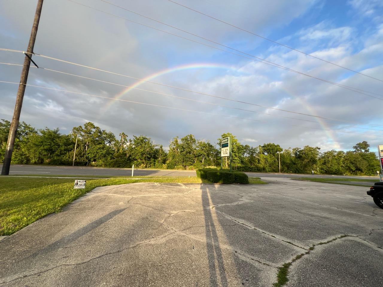  rainbow,outdoor,nature,sign,road  