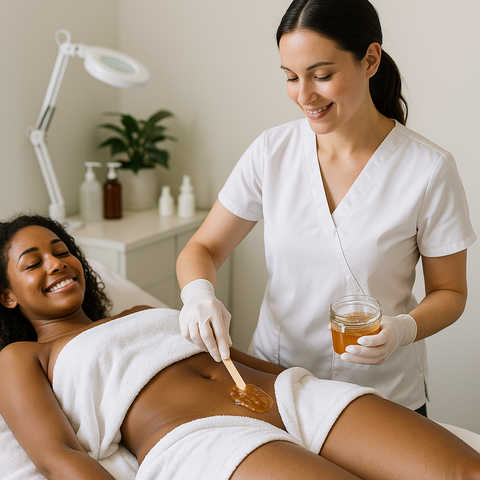 Sugaring Brazilian and Vajacial for Her
