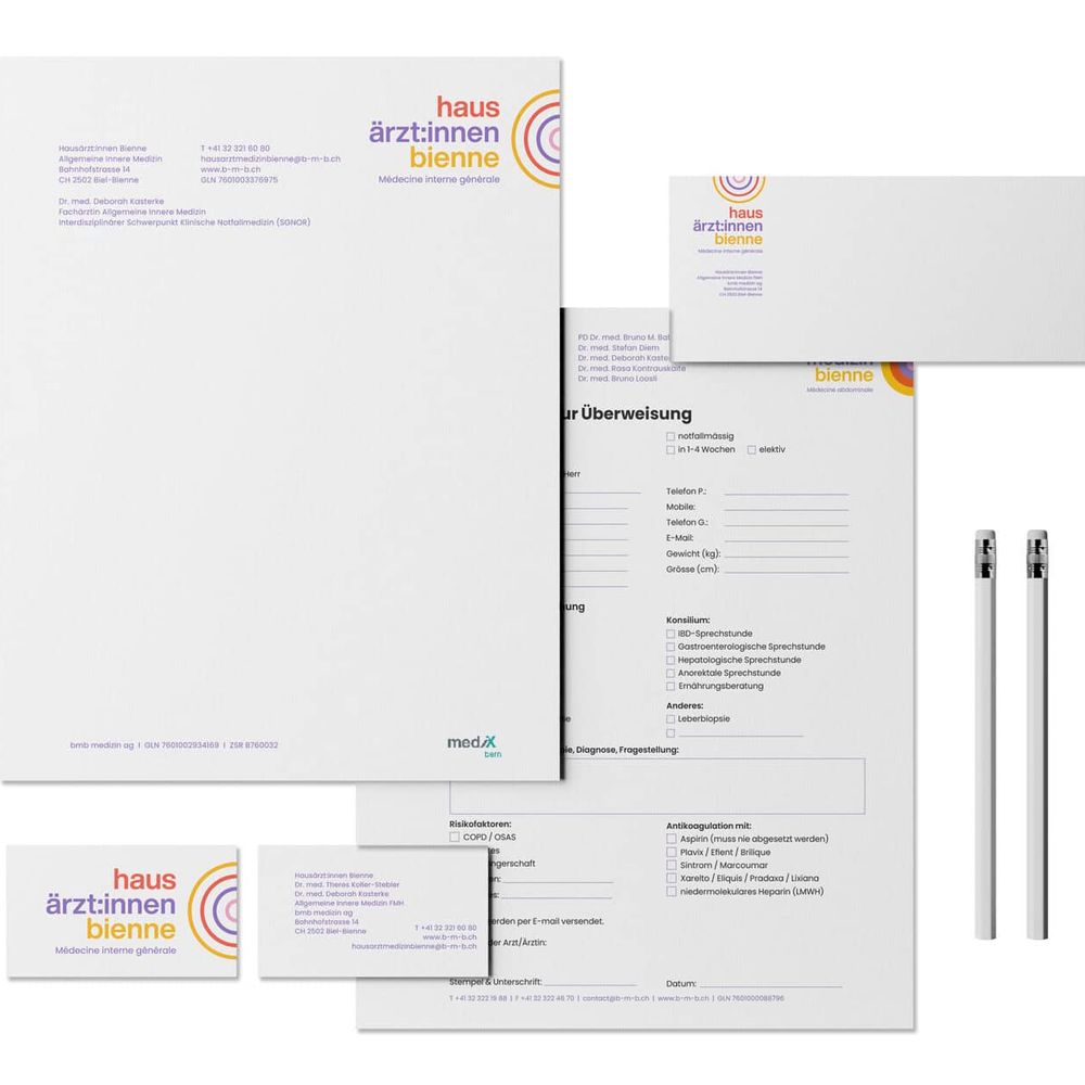 Diverse Briefschaften der Hausarztpraxis von Bauch Medizin Bienne. Diverse Briefschaften der Hausarztpraxis von Bauch Medizin Bienne.