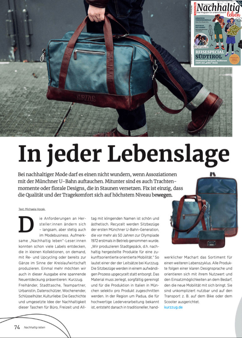 Nachhaltig leben, ein Fokus der zu Kurzzug passt.