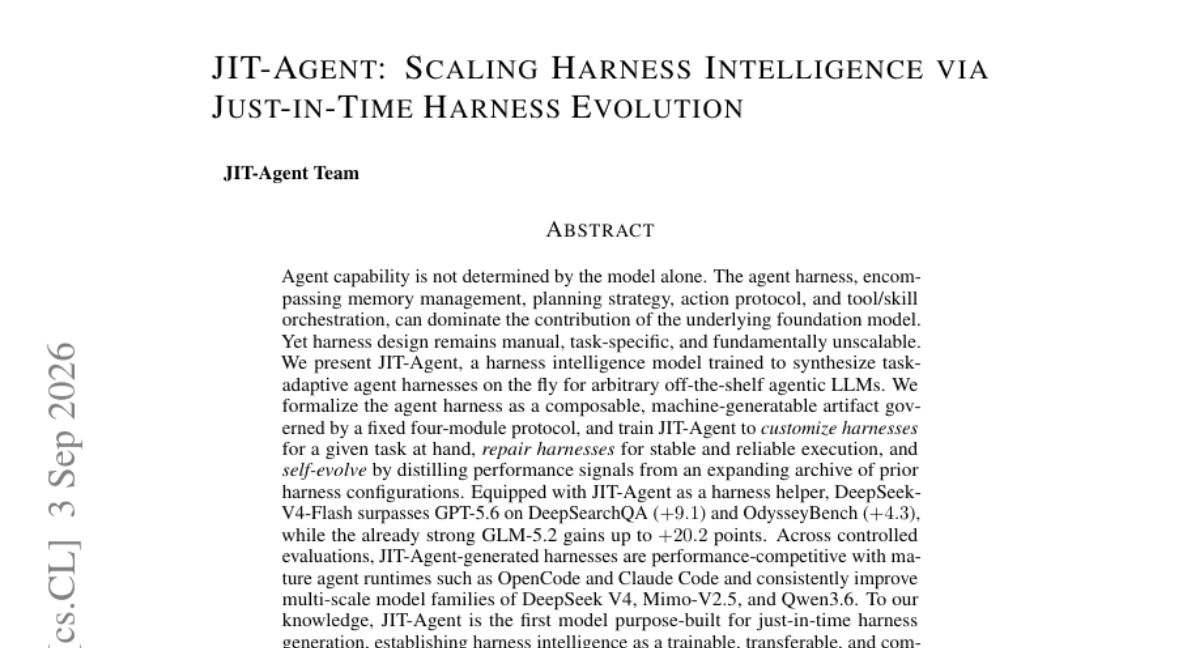 JIT-Agent: Scaling Harness Intelligence via Just-in-Time Harness Evolution