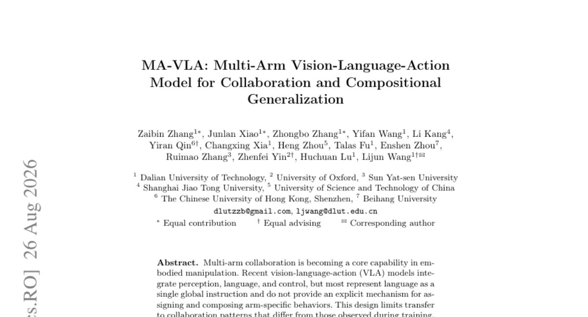 MA-VLA: Multi-Arm Vision-Language-Action Model for Collaboration and Compositional Generalization