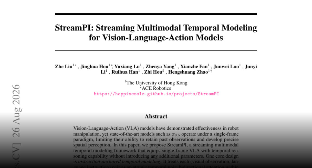 StreamPI: Streaming Multimodal Temporal Modeling for Vision-Language-Action Models