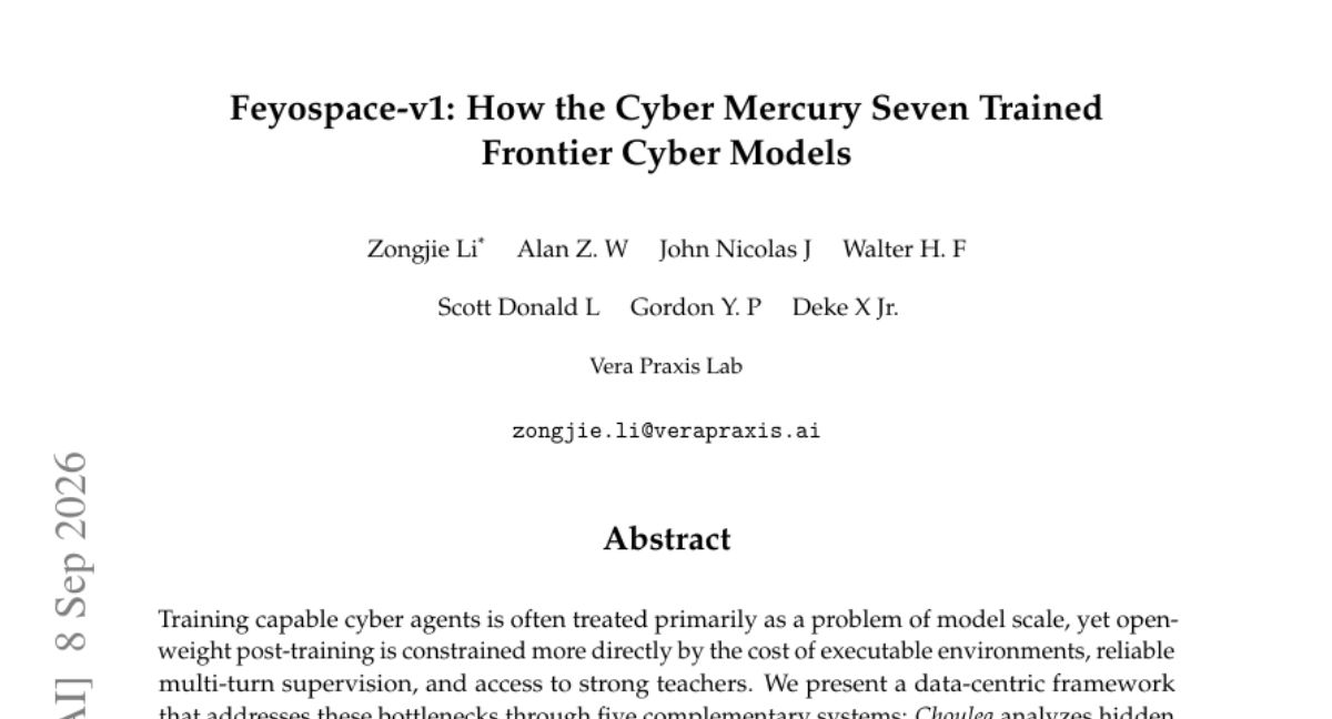 Feyospace-v1: How the Cyber Mercury Seven Trained Frontier Cyber Models
