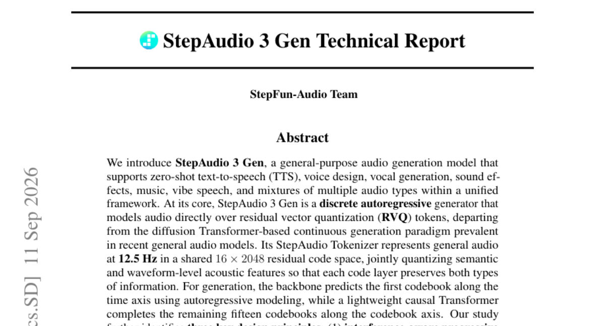 StepAudio 3 Gen Technical Report