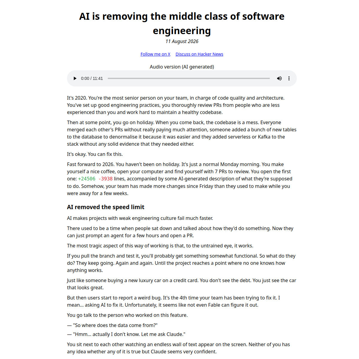 AI is removing the middle class of software engineering