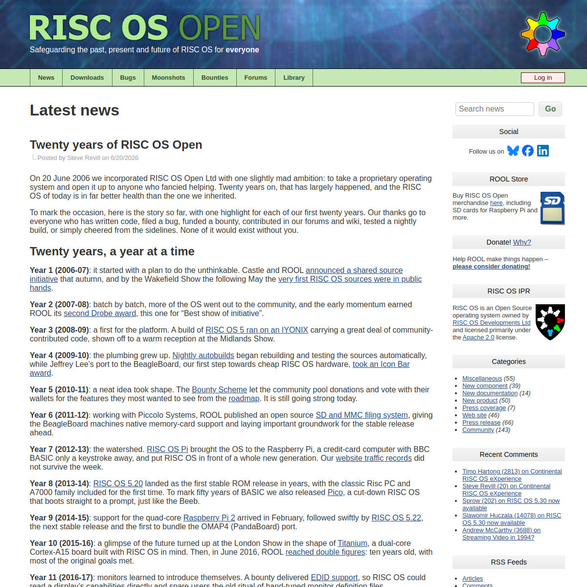 Twenty Years of RISC OS Open
