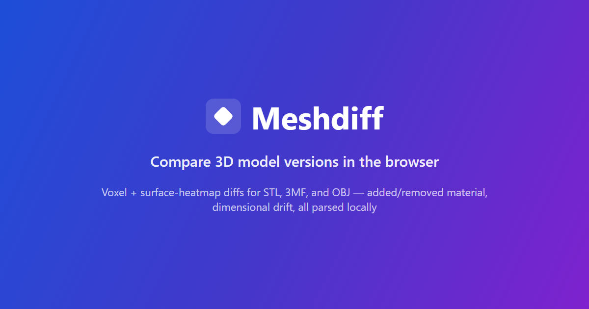 Meshdiff – visually compare two STL versions in the browser, client-side