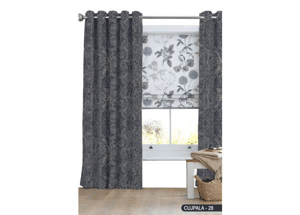 Self Design Curtain Dark Blue