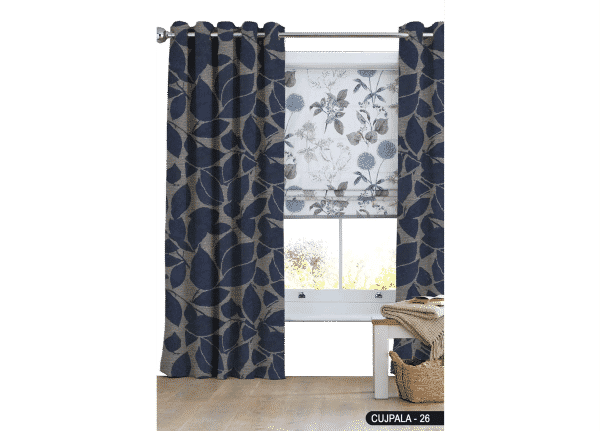 Self Design Curtain Dark Blue