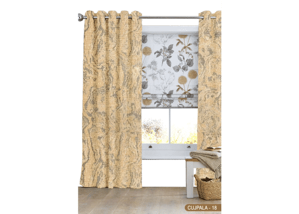 Self Design Curtain Greyish Green