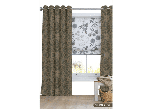 Self Design Curtain Greyish Green