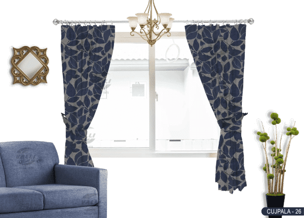 Self Design Curtain Dark Blue