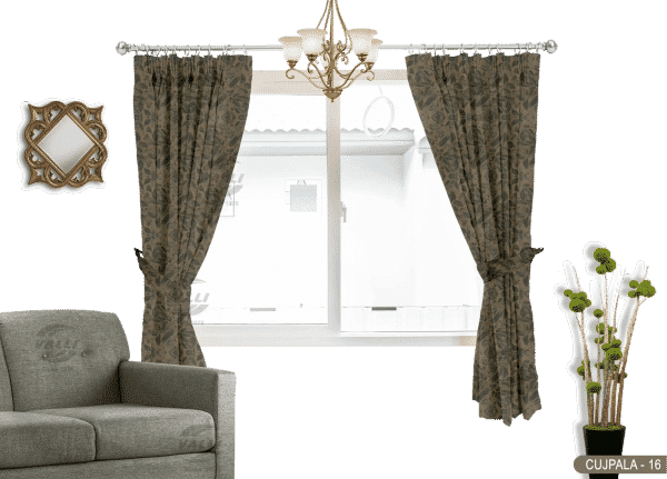 Self Design Curtain Greyish Green