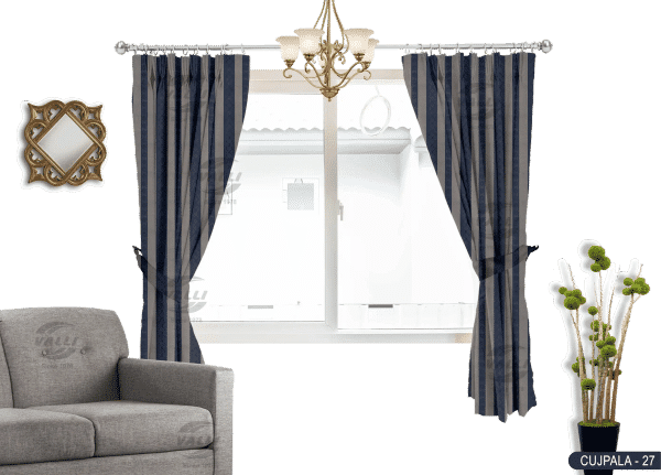 Vertical Design Curtain Dark Blue