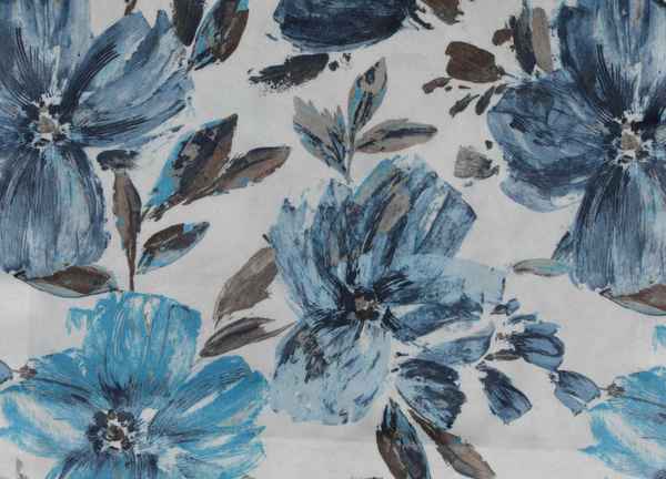 Self Design Big Flower Velvet Type Curtain Blue