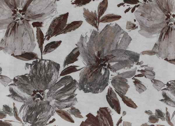 Self Design Big Flower Velvet Type Curtain Brown