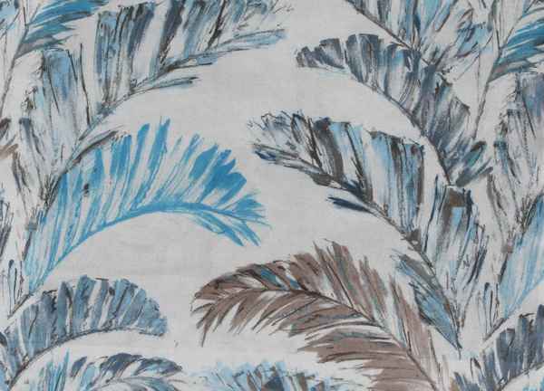 Self Design Leaf Velvet Type Curtain Blue