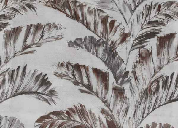 Self Design Leaf Velvet Type Curtain Brown