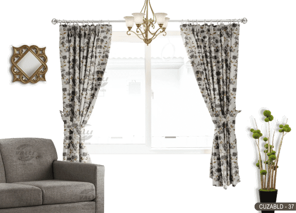 Self Design Flower Velvet Type Curtain Grey