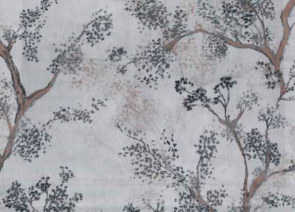 Self Design Tree Velvet Type Curtain Grey