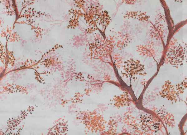 Self Design Tree Velvet Type Curtain Orange