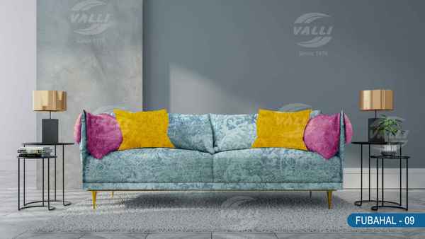 Self Design Velvet Furnishing  Winter Blue