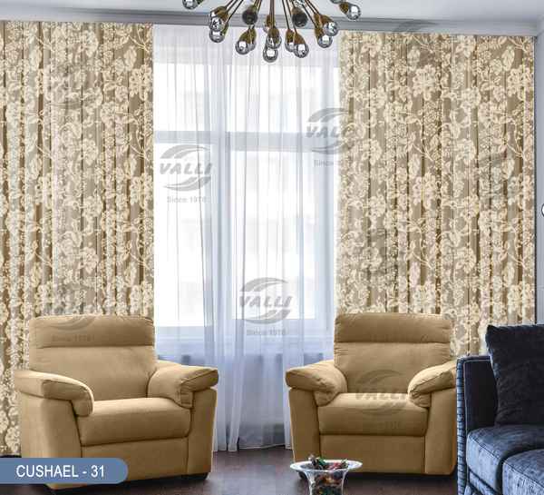 Big Flower Design Curtain - CL.Beige