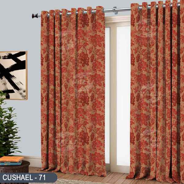 Big Flower Design Curtain - CL.Maroon