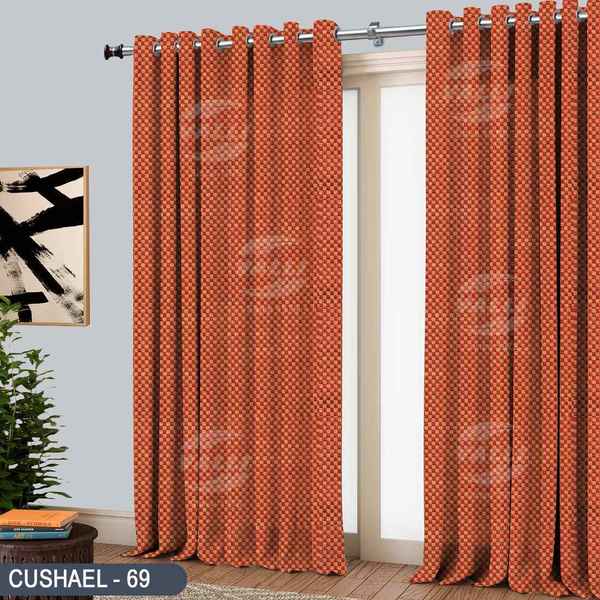 Checked Design Curtain - CL.Maroon