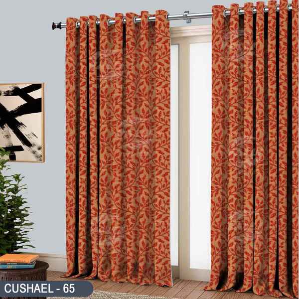 Leaf Design Curtain - CL.Maroon