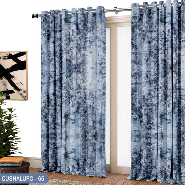 Glossy Self Design Curtain - CL.Blue