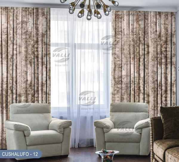 Glossy self Design Curtain CL.Brown