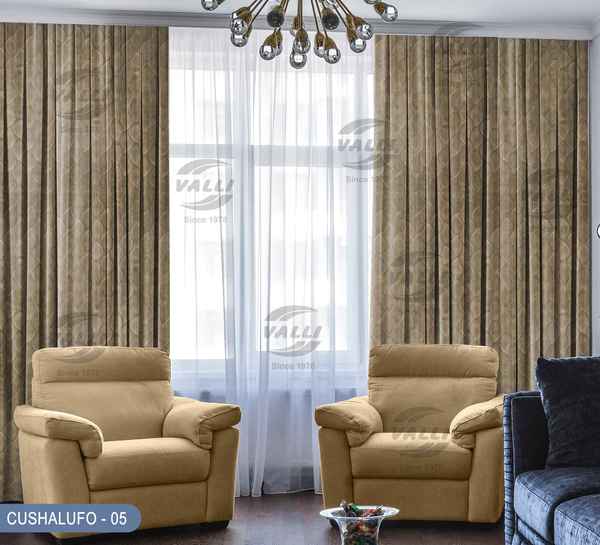 Leaf Embosed Design Curtain - CL.Brown