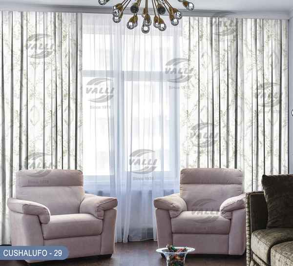 Velvet Printed Design Curtain - CL.White