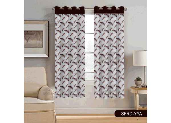 Readymade Door Crush Print Leaf Allover Curtain White & Brown