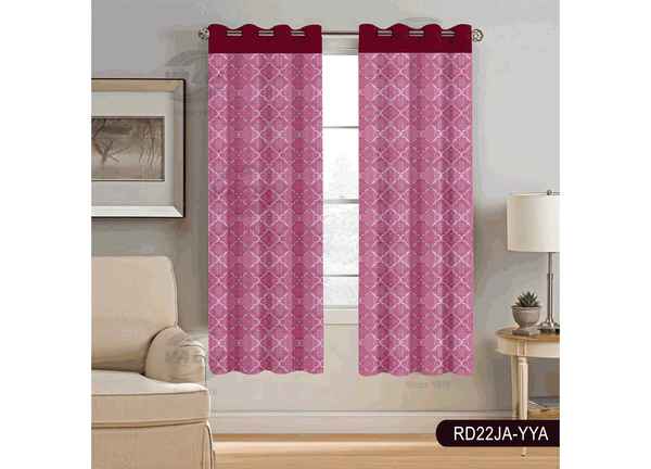 Readymade Door Self Design Curtain Pink