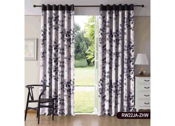 Ready Made Window Crush All Over Curtain Grey With Black Patta