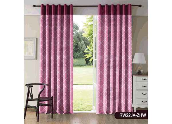 Ready Made Window Self Design Curtain Pink