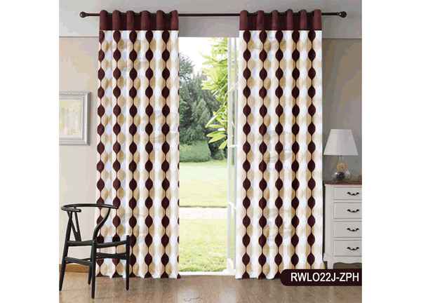 Ready Made Window Vertical Design All Over Curtain Brown