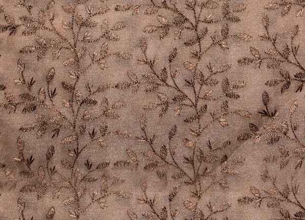 Branch Leaf Design Sheer Curtain Brown