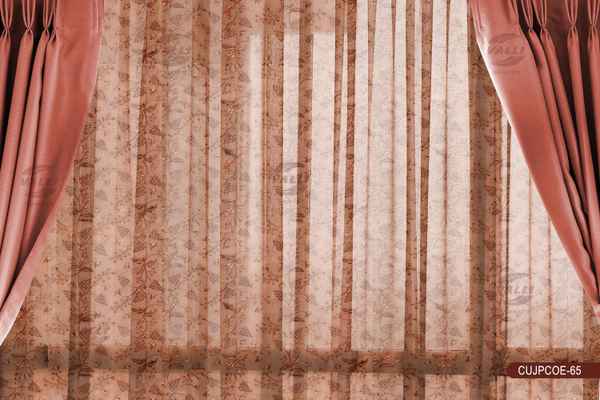 Branch Leaf Design Sheer Curtain  Copper Brown