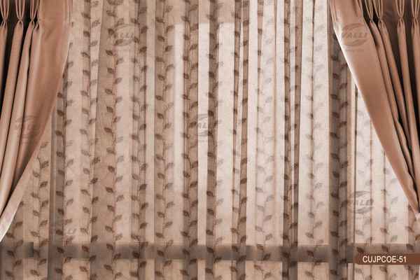 Stripe Sheer Curtain Brown