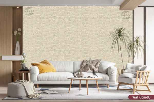 Waves design self design wallpaper beige color