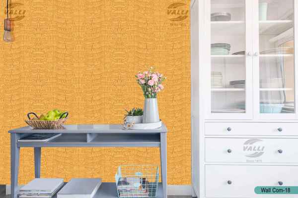 Waves design self design wallpaper gold color