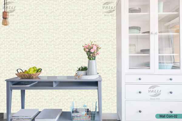 Geometric squares self design wallpaper white color