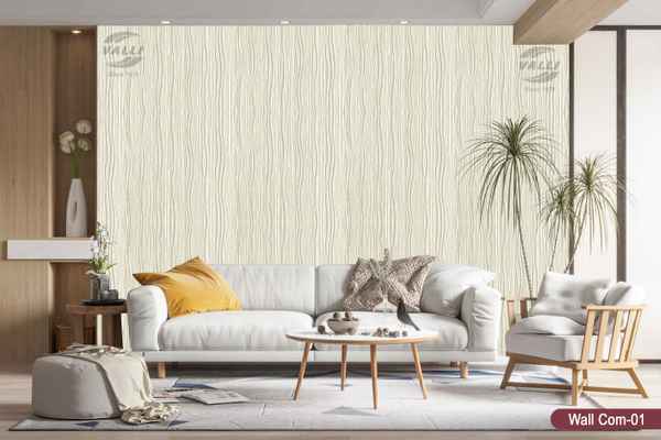 Vertical design self design wallpaper white color