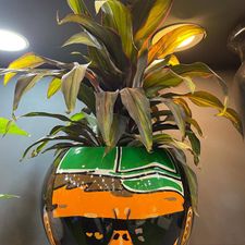 Apple Fiber Pot Hand Painted